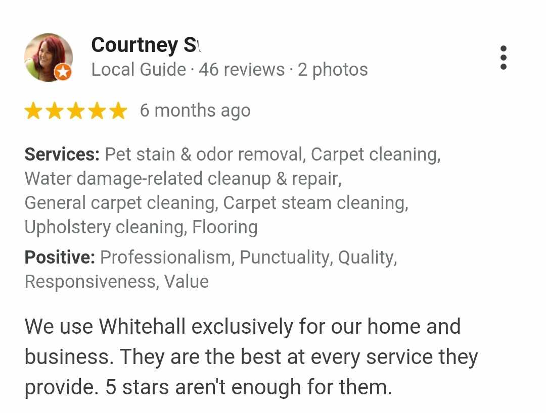 Whitehall Carpet Cleaning Columbia SC Google Review