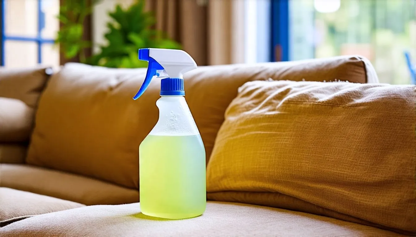 Apply Vinegar to Stains with the spray bottle - Banish Pet Stains From Your Couch